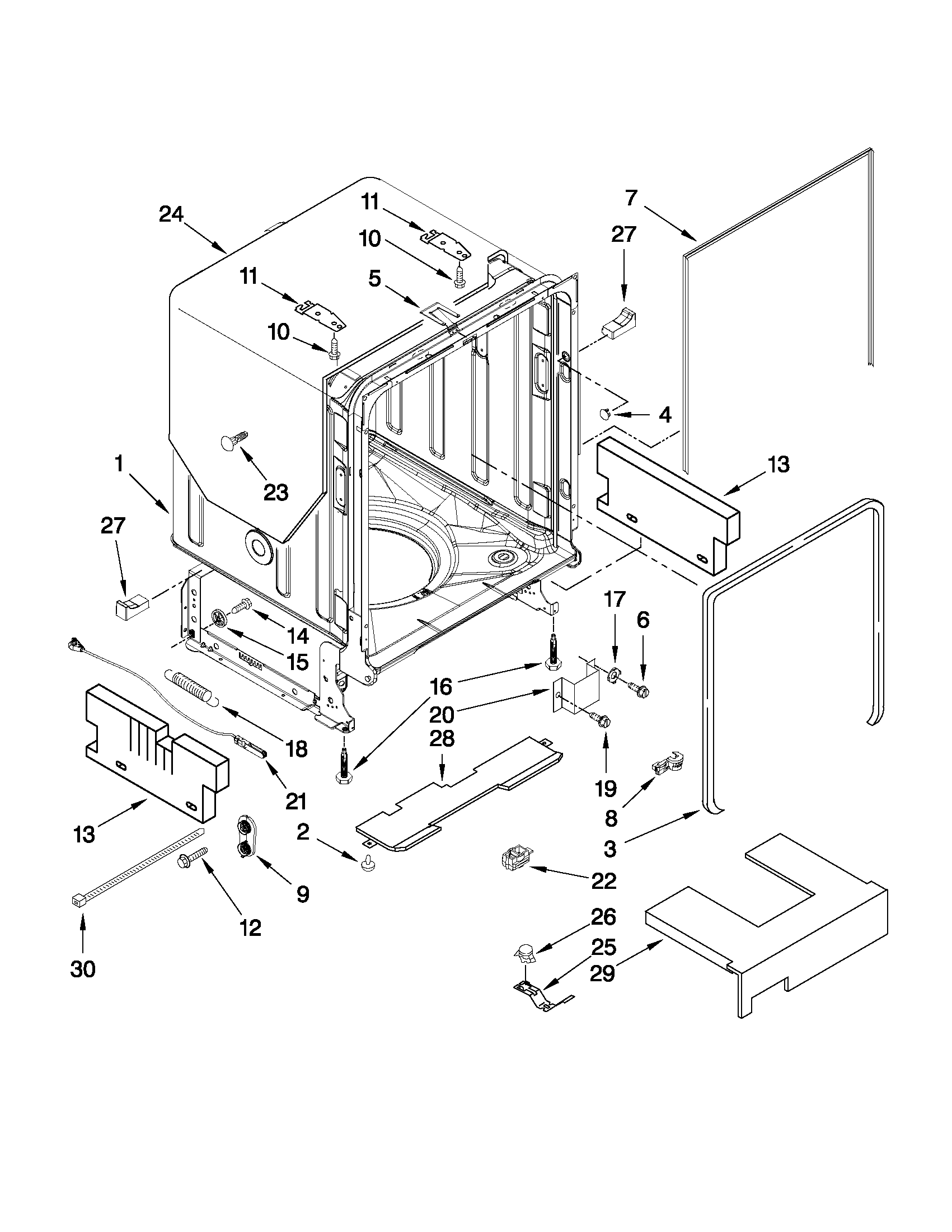 TUB AND FRAME PARTS