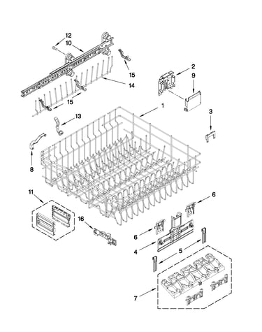 Upper rack and track parts