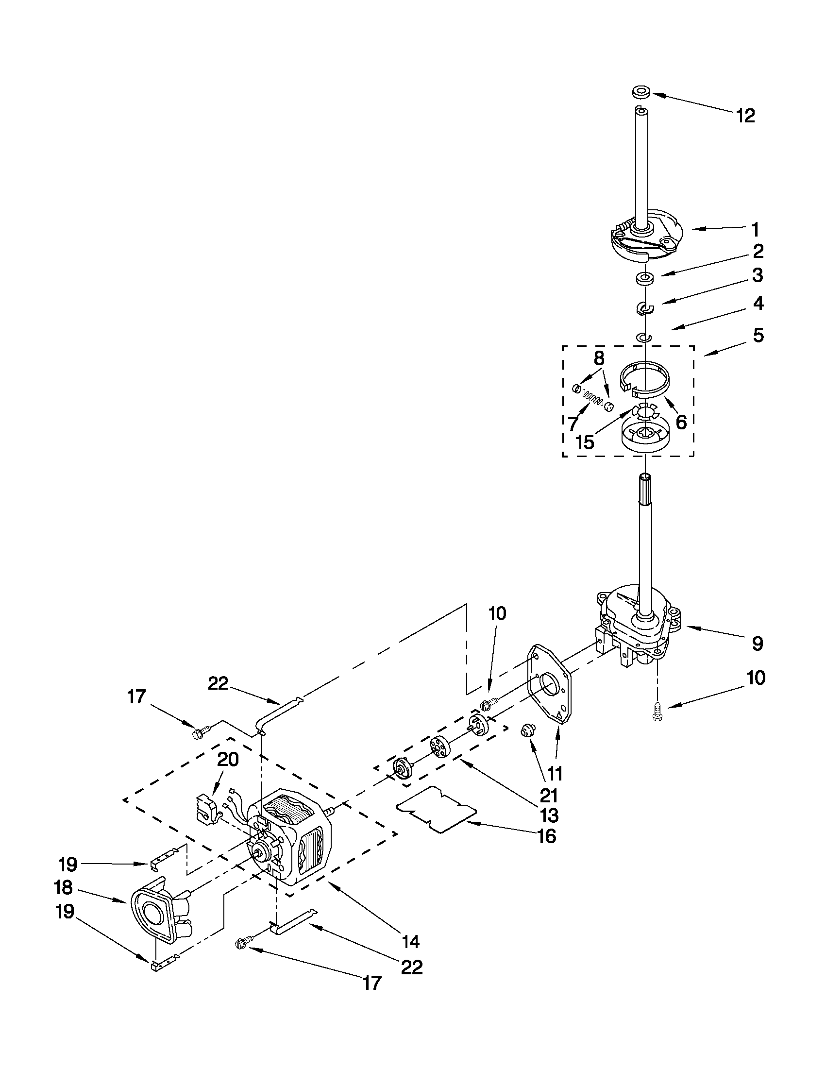 Brake, clutch, gearcase, motor and pump parts