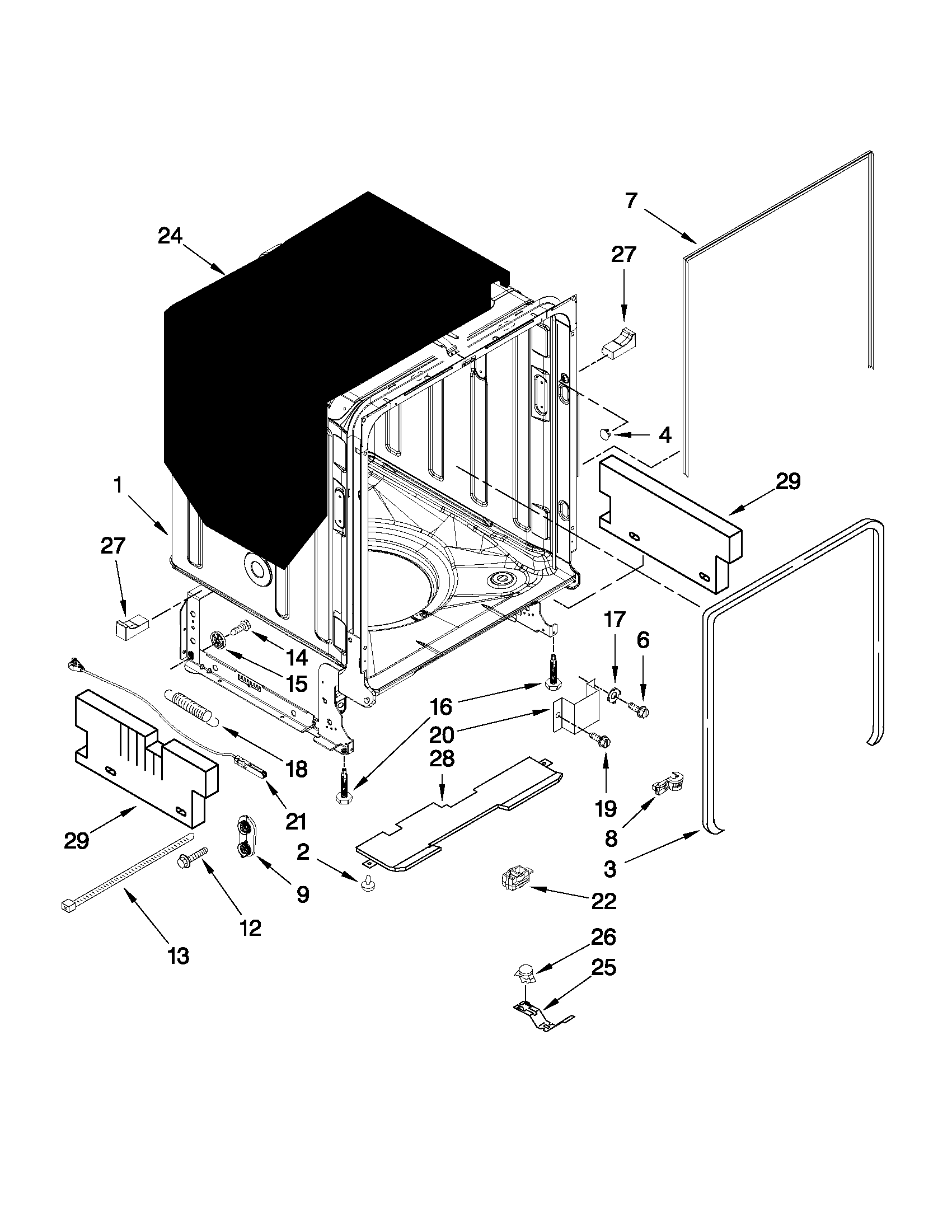 TUB AND FRAME PARTS