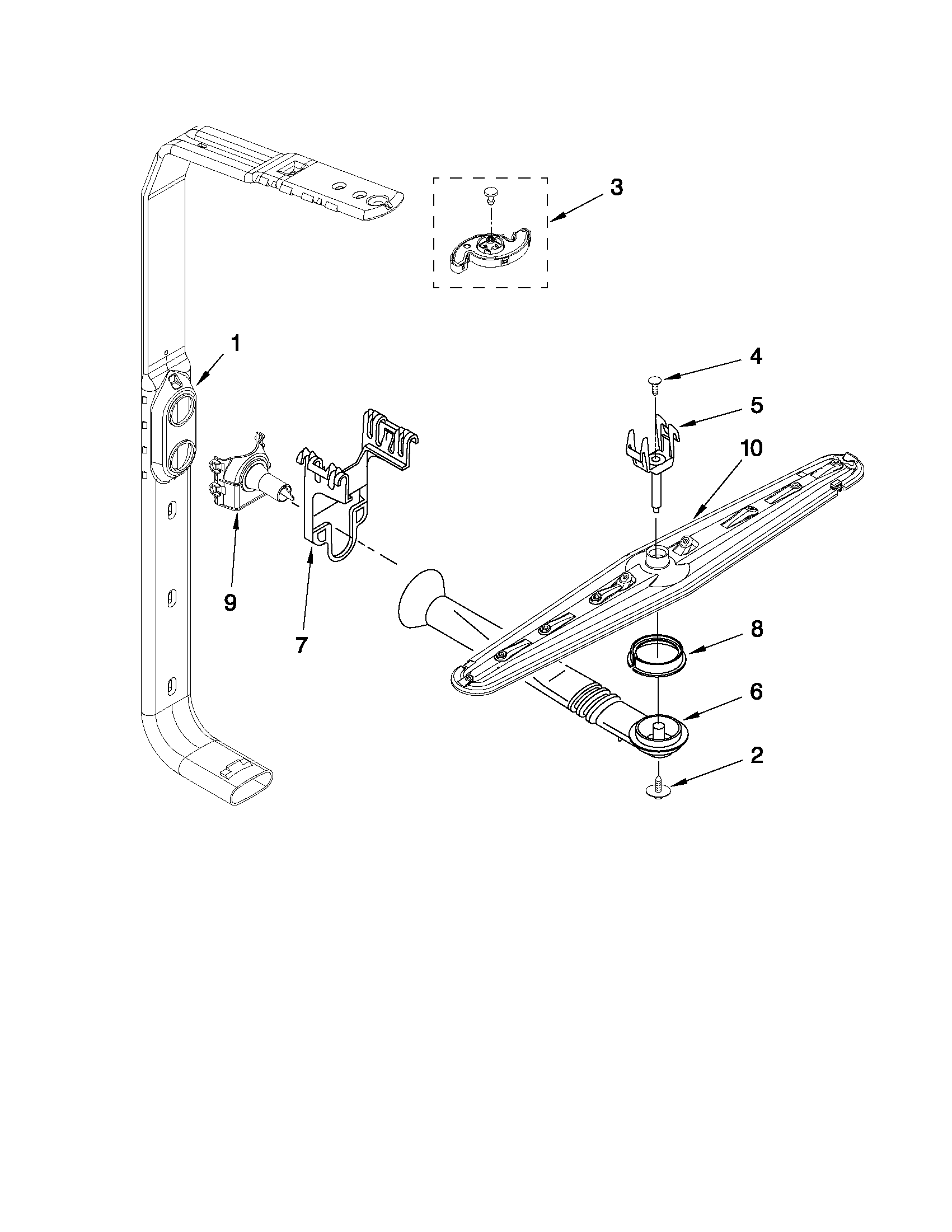Upper wash and rinse parts
