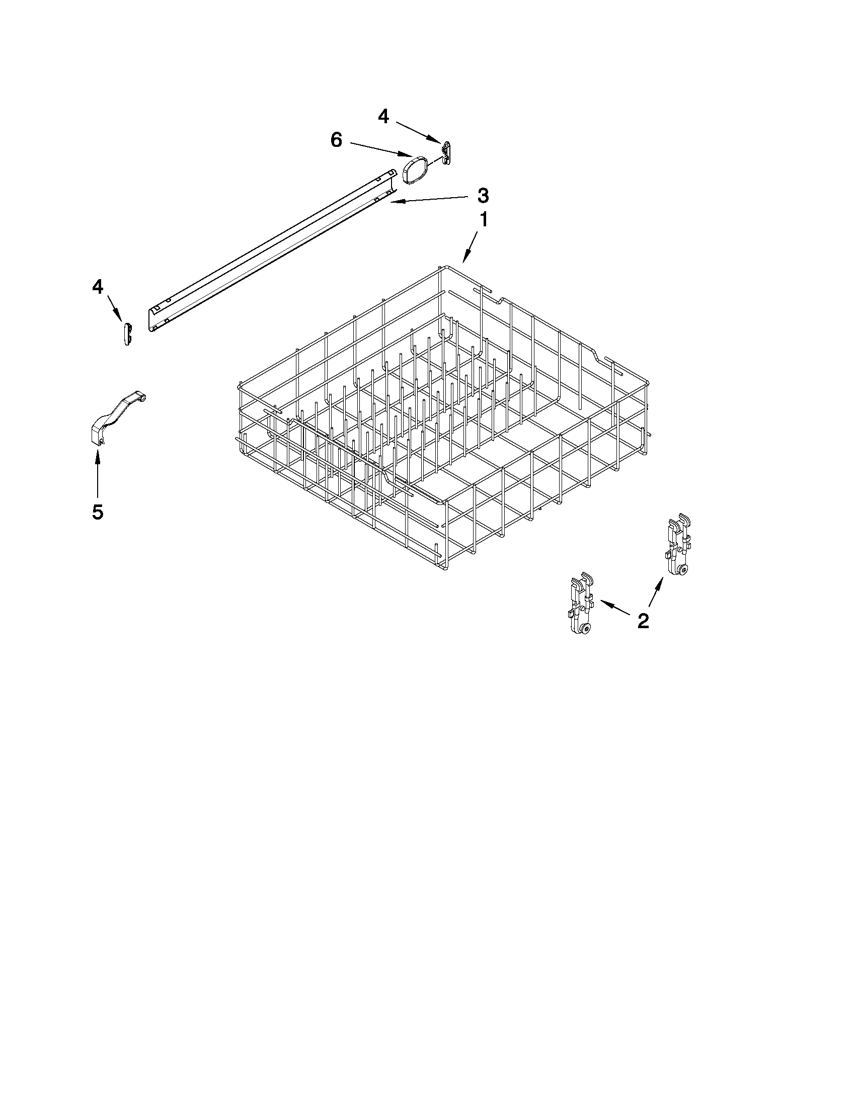 Upper rack and track parts