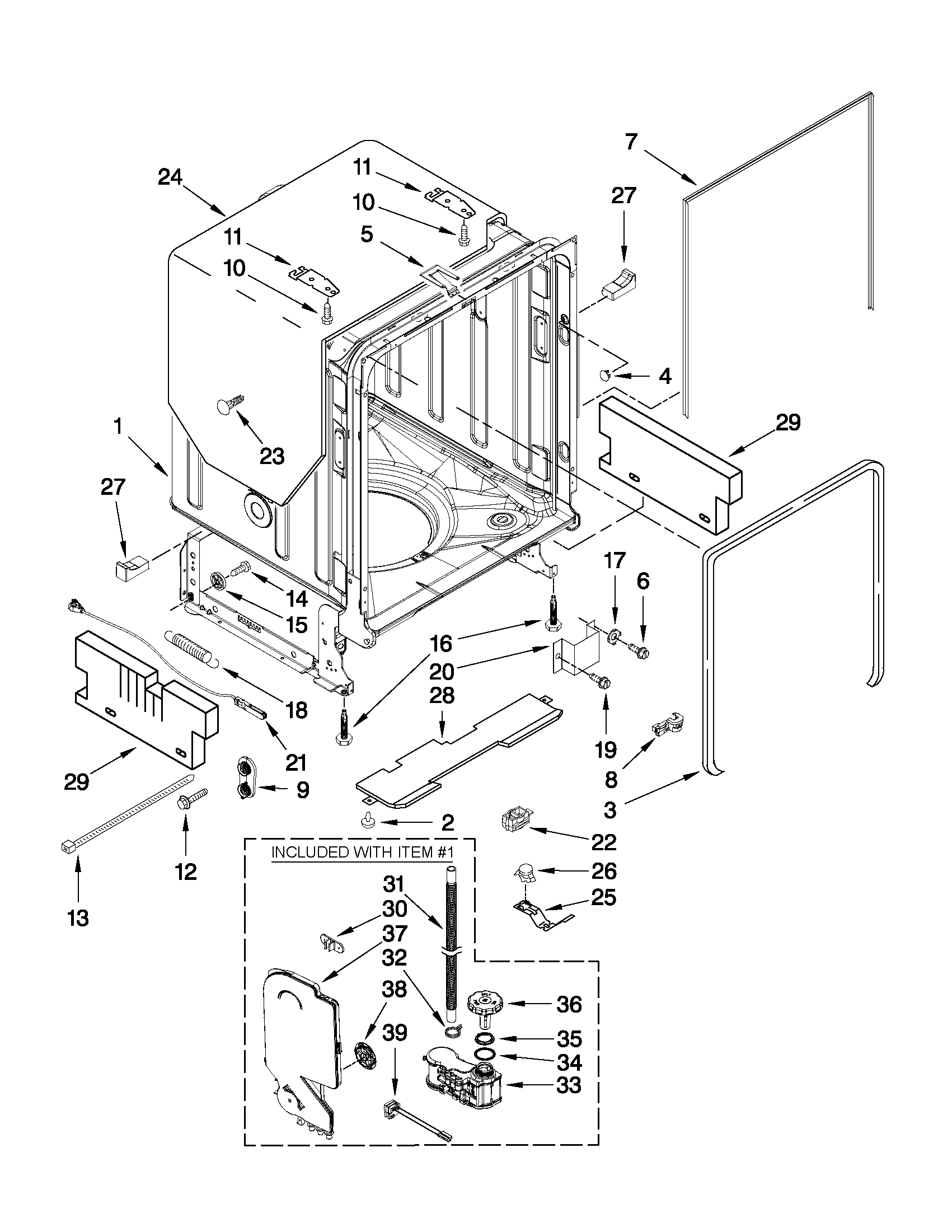 Tub and frame parts