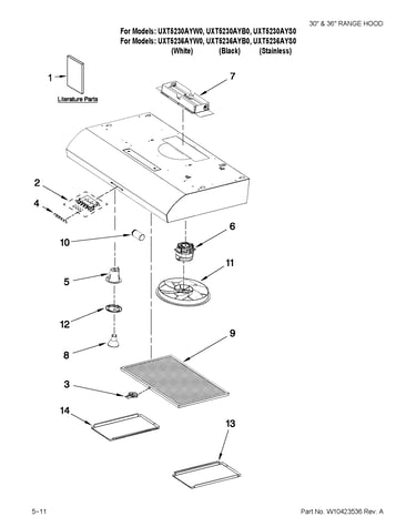 Range hood parts