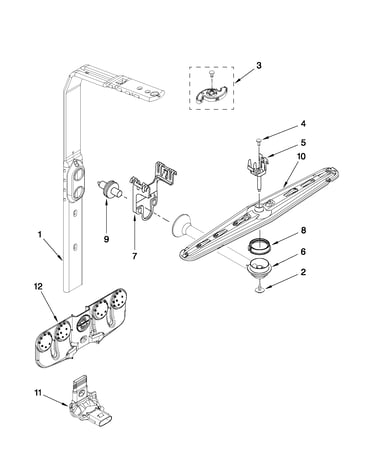 Upper wash and rinse parts