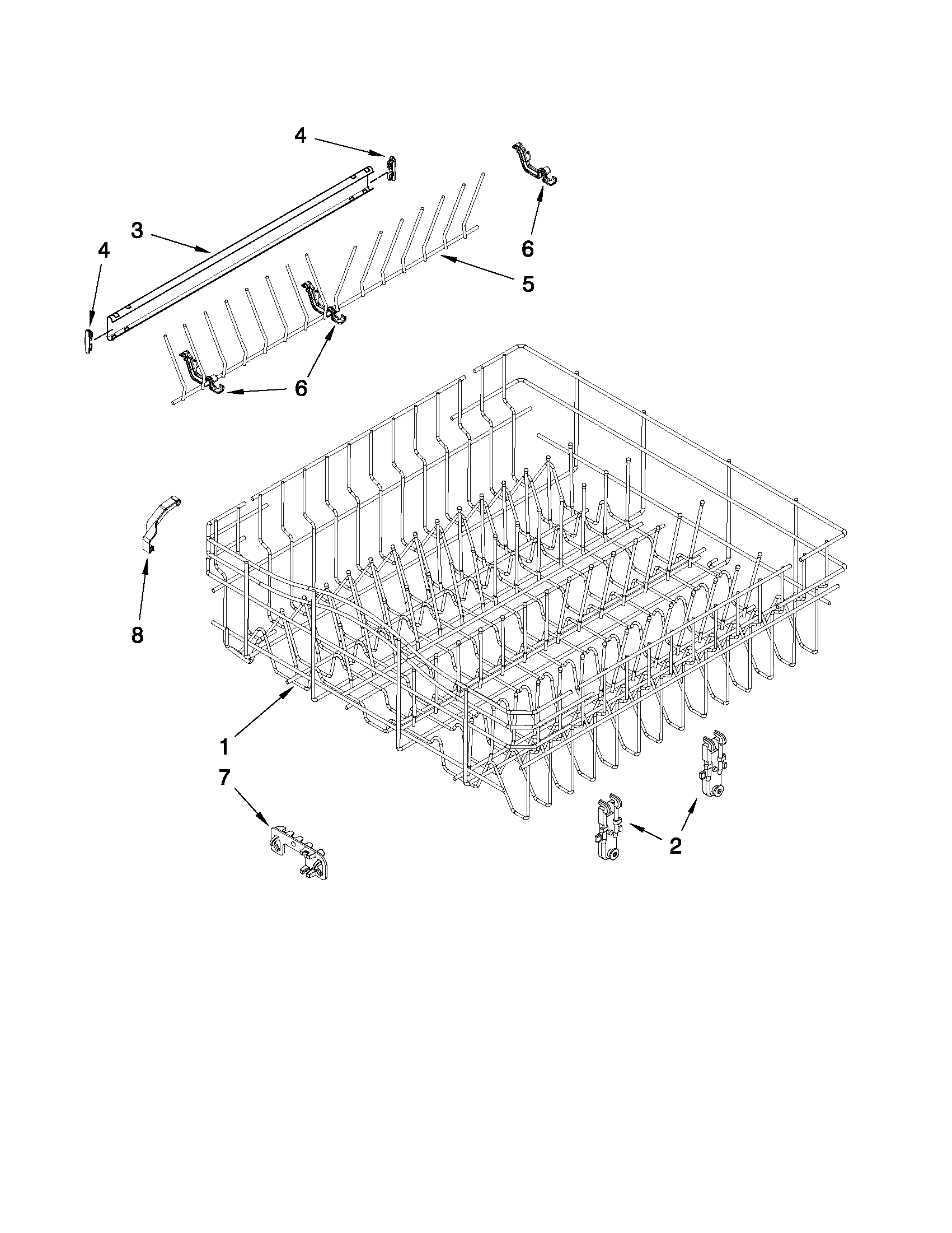 Upper rack and track parts