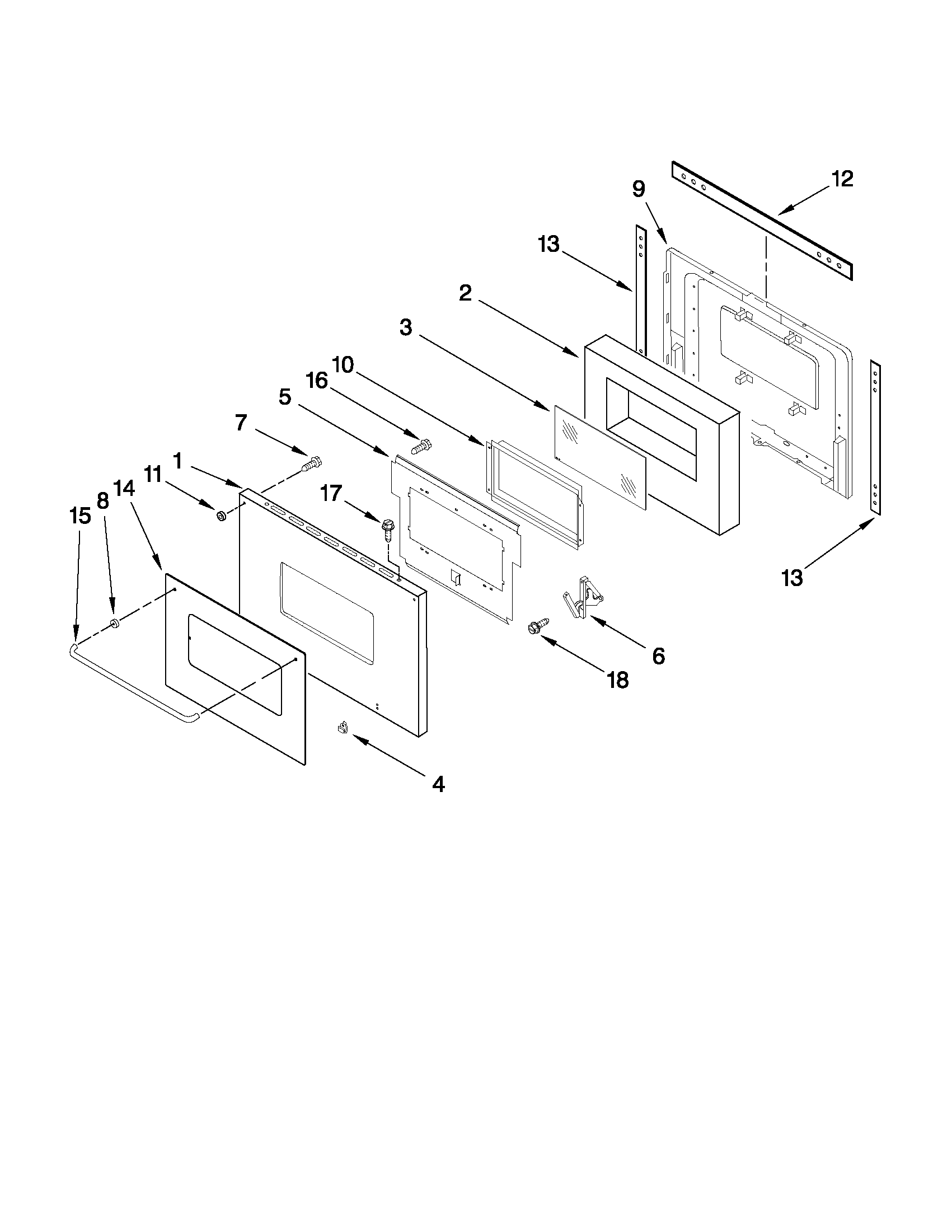 Lower oven door parts