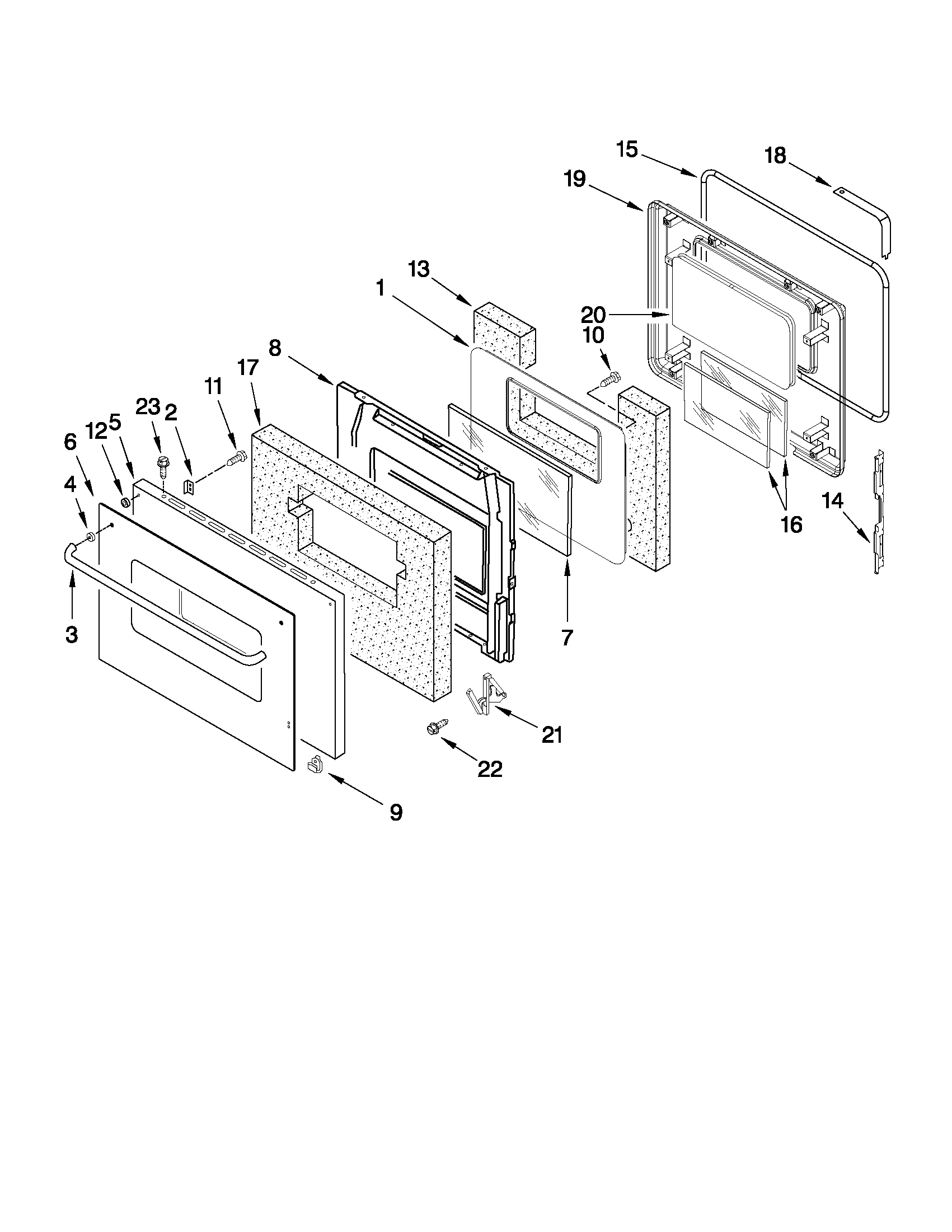 Upper oven door parts