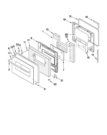 Upper oven door parts