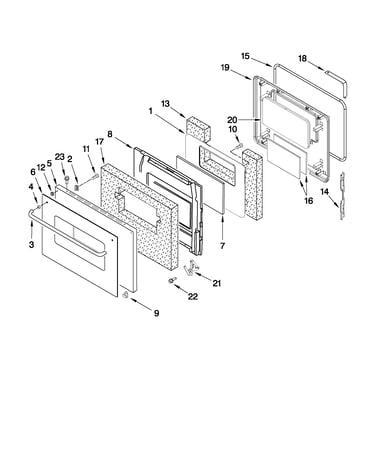 Upper oven door parts