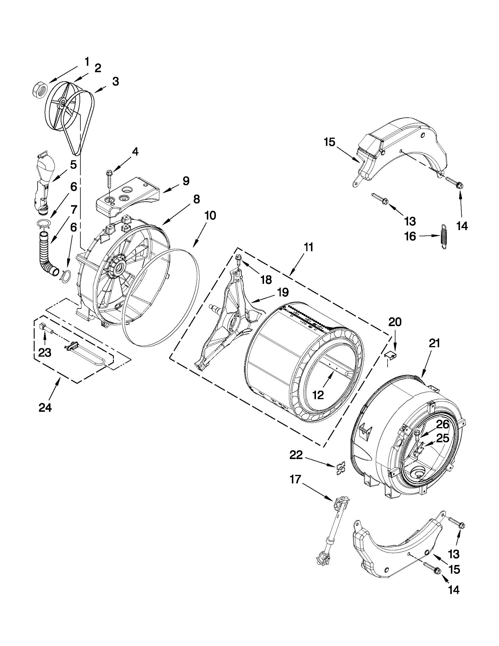 Tub and basket parts