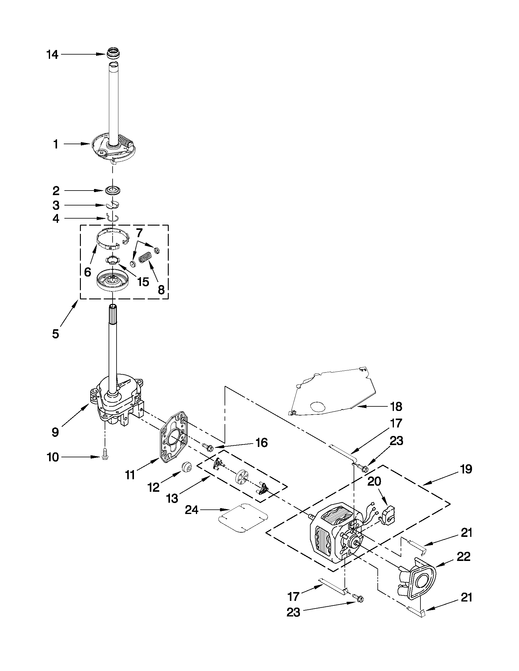 Brake, clutch, gearcase, motor and pump parts