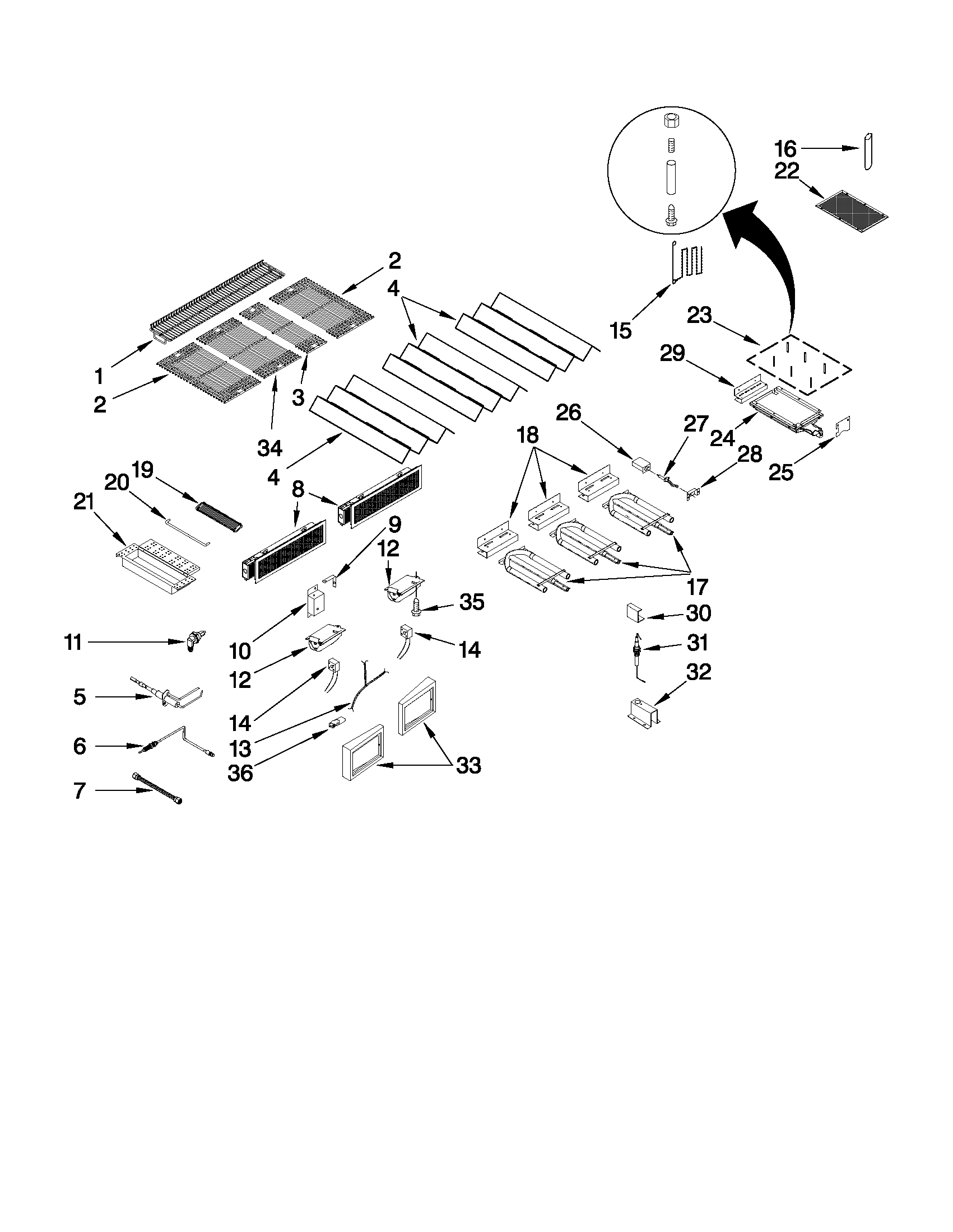 BURNERS, GRATES, AND LIGHTS PARTS