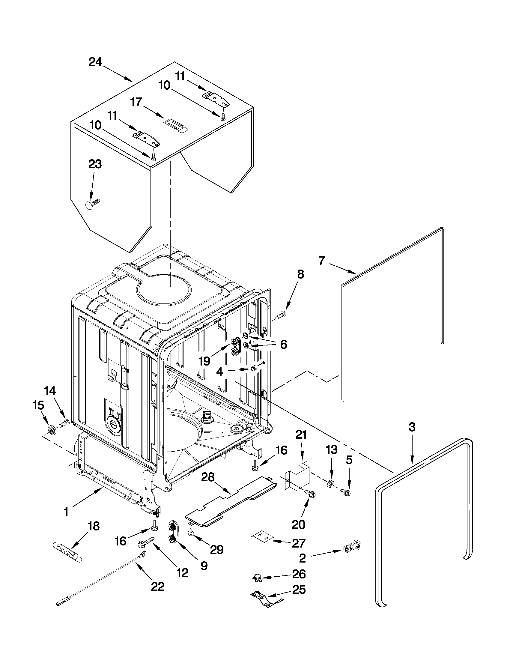 TUB AND FRAME PARTS