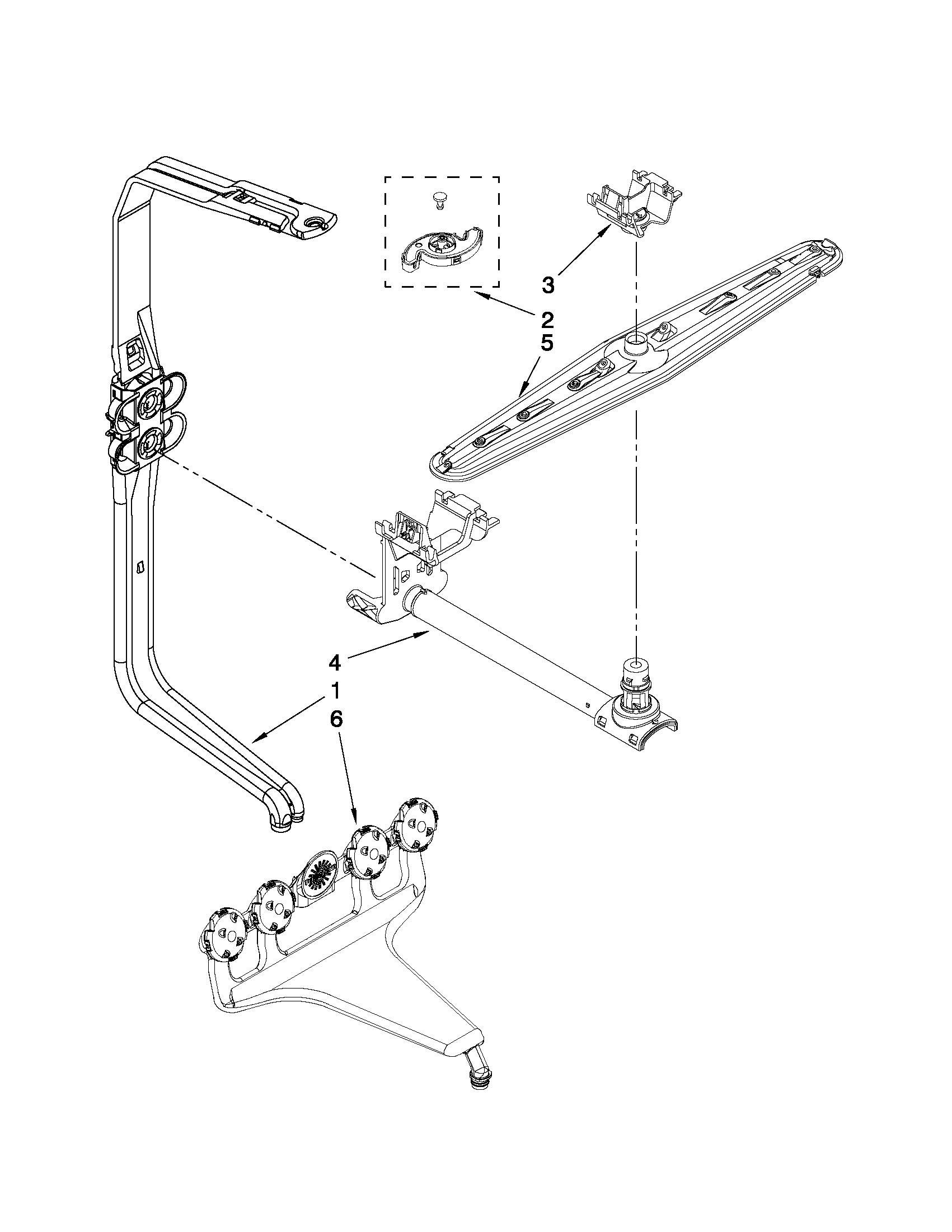Upper wash and rinse parts