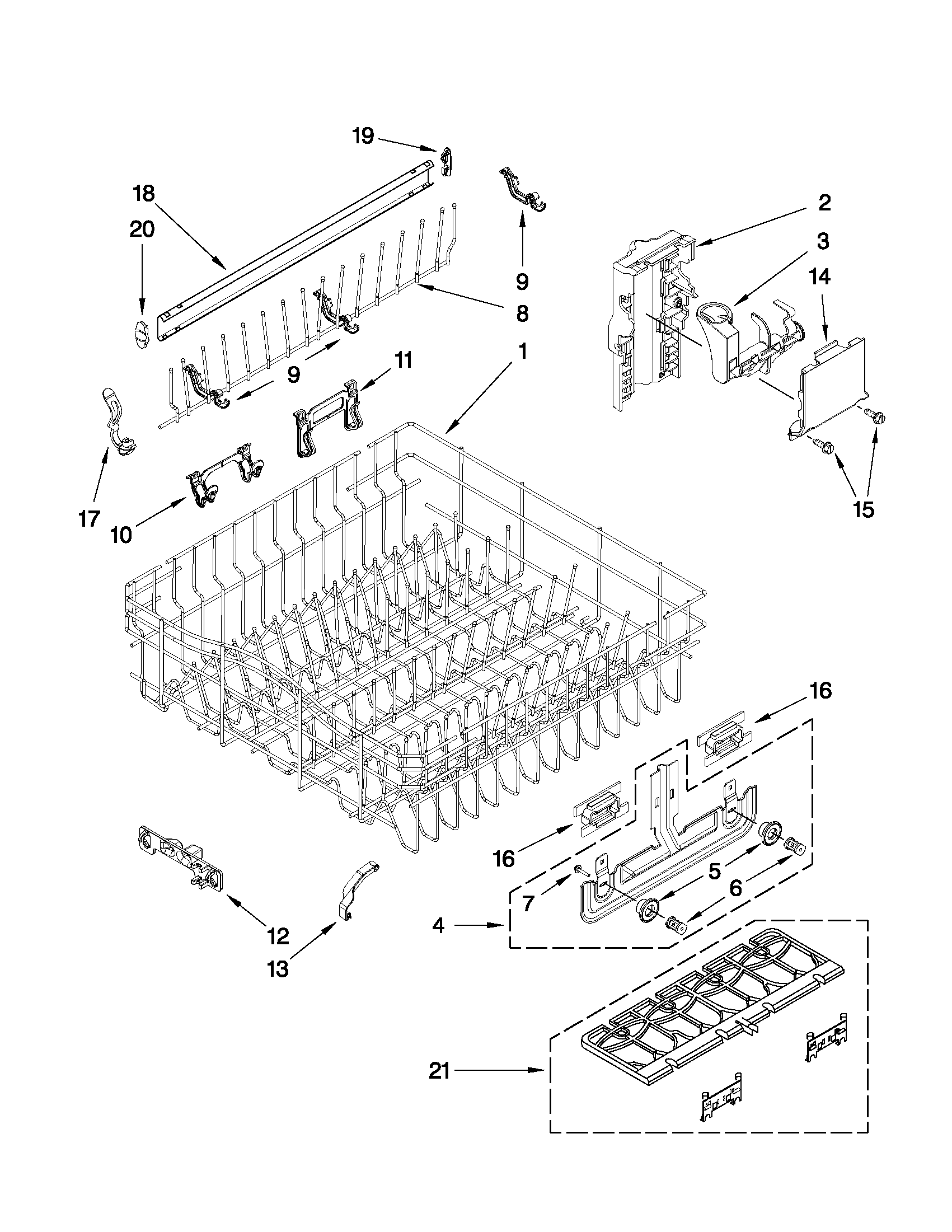 UPPER RACK AND TRACK PARTS