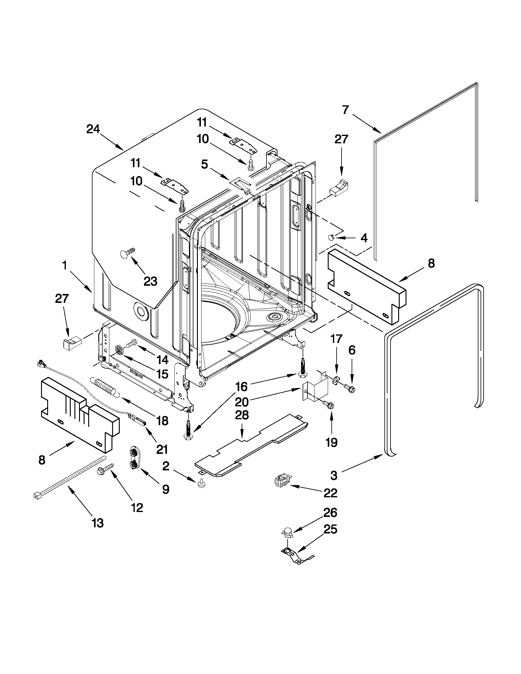 TUB AND FRAME PARTS