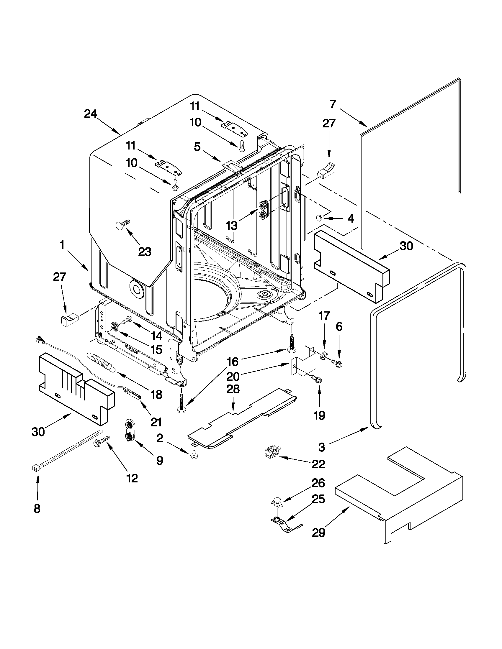 Tub and frame parts