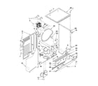 Whirlpool YLTE5243DQA dryer cabinet and motor parts diagram