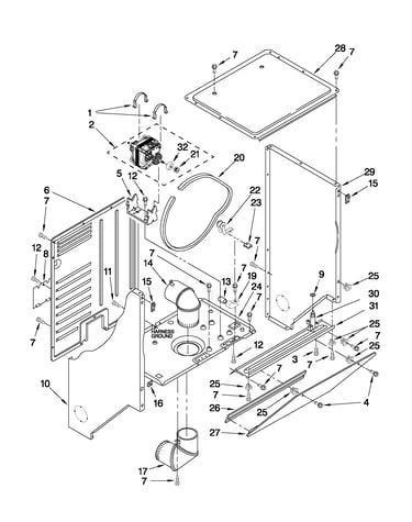 Dryer cabinet and motor parts