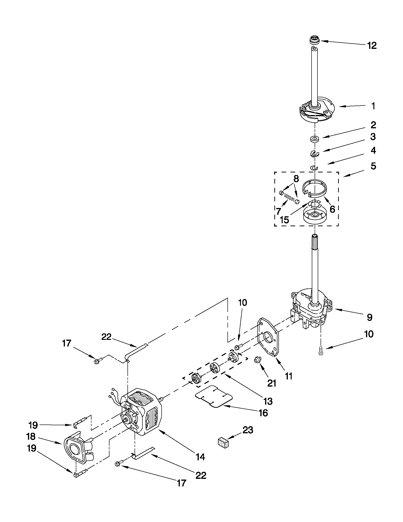 Brake, clutch, gearcase, motor and pump parts