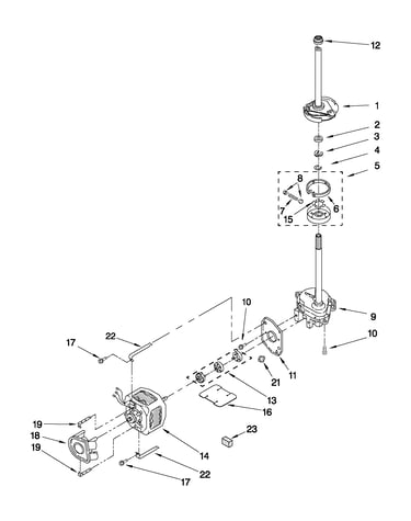 Brake, clutch, gearcase, motor and pump parts