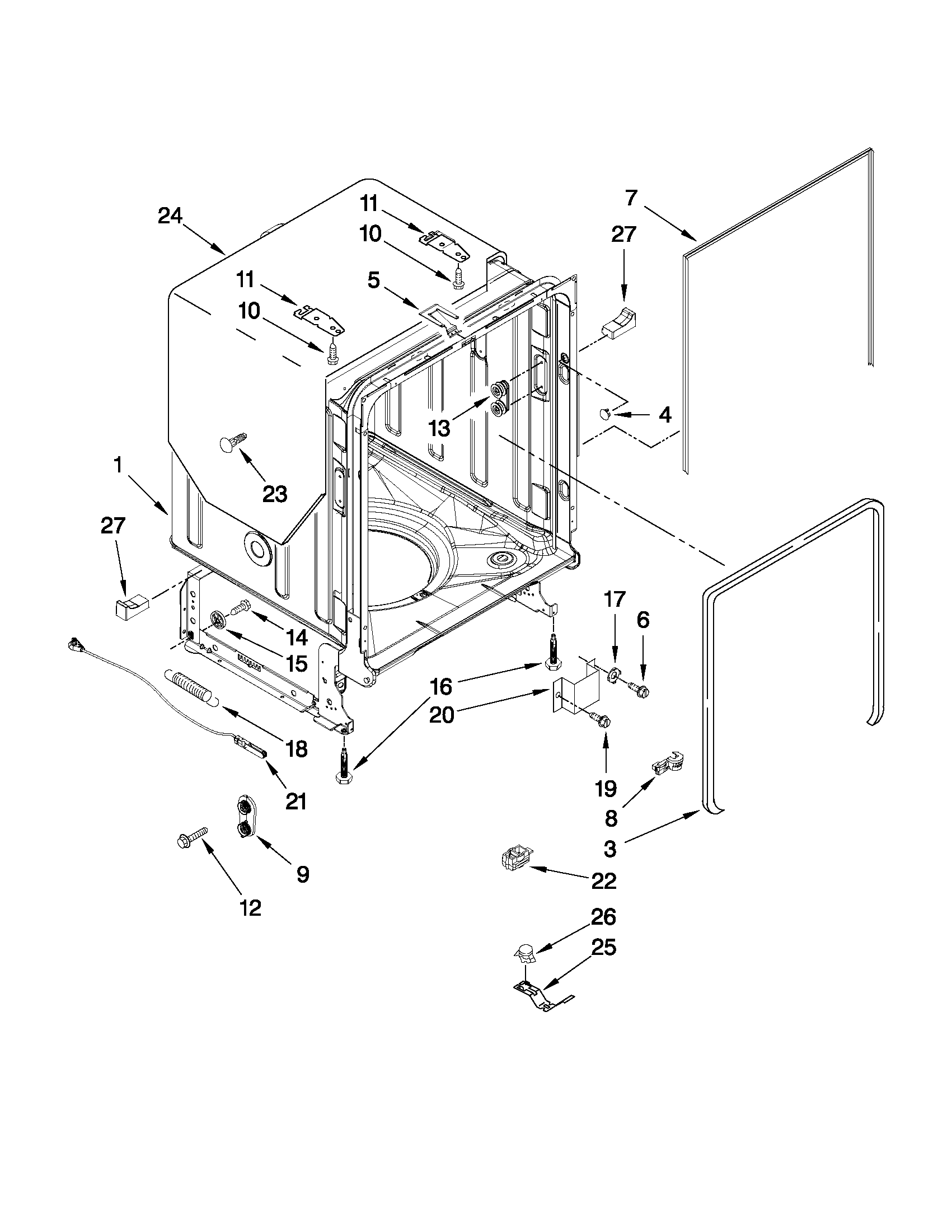 TUB AND FRAME PARTS