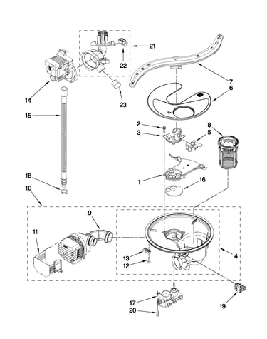 Pump, washarm and motor parts