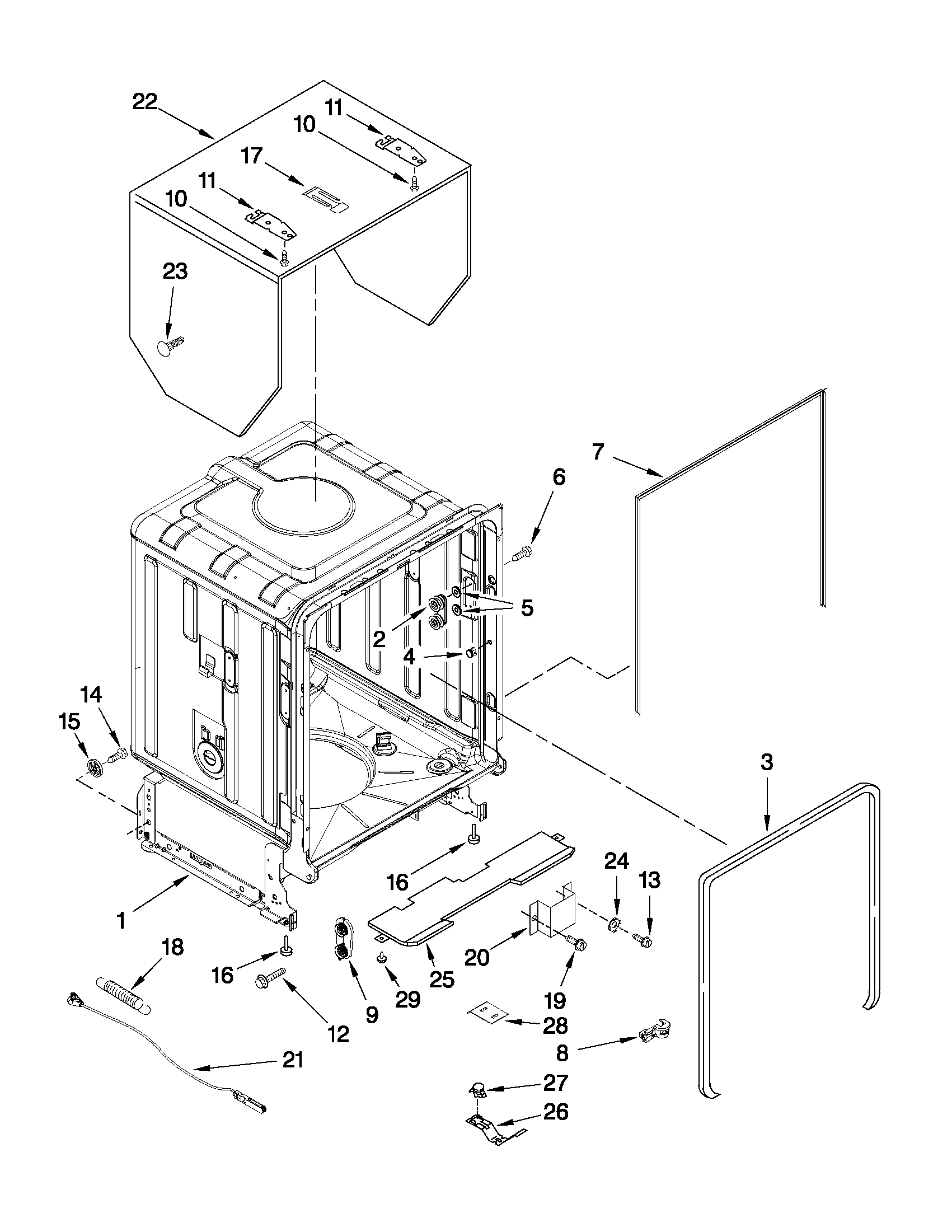 TUB AND FRAME PARTS