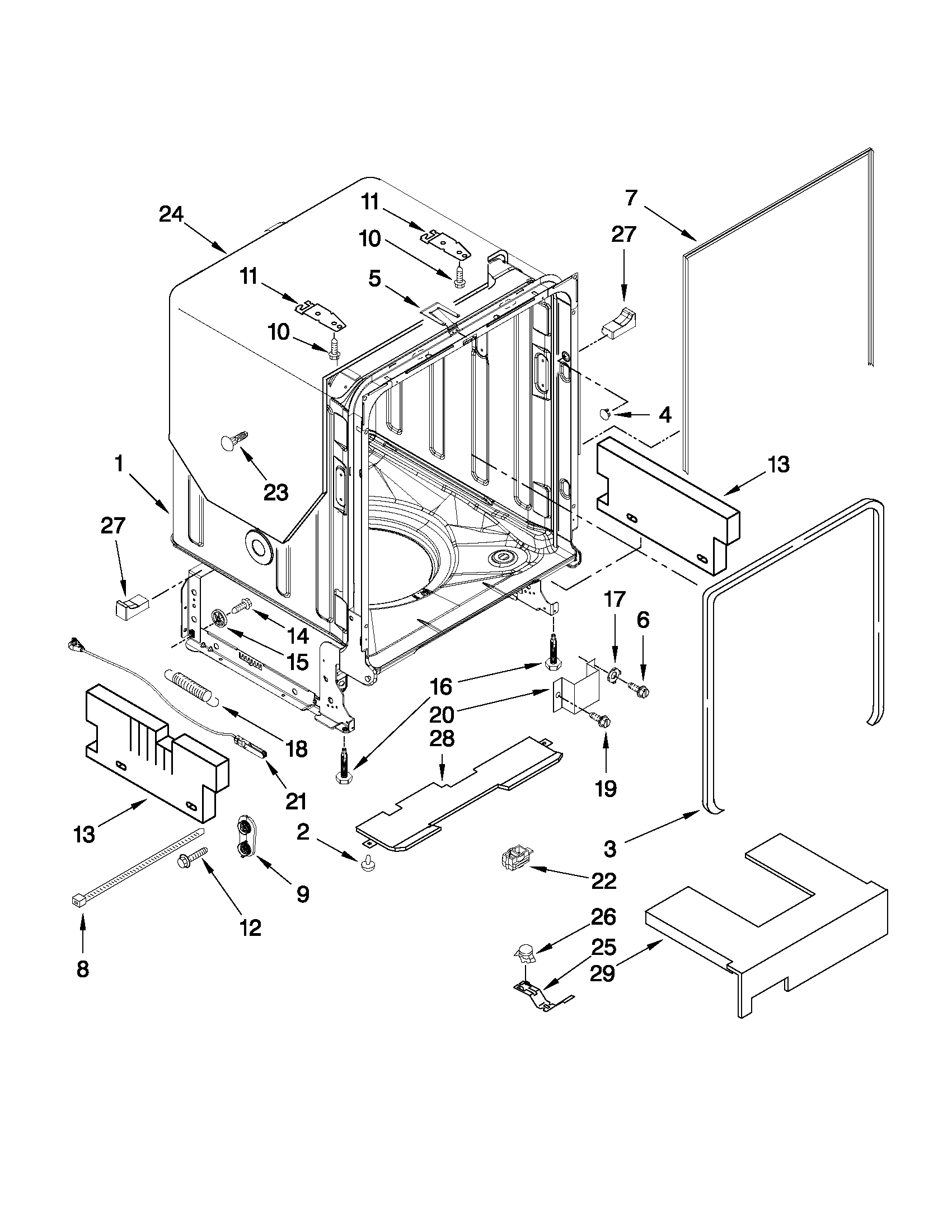 Tub and frame parts
