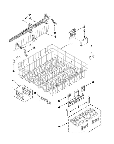 Upper rack and track parts