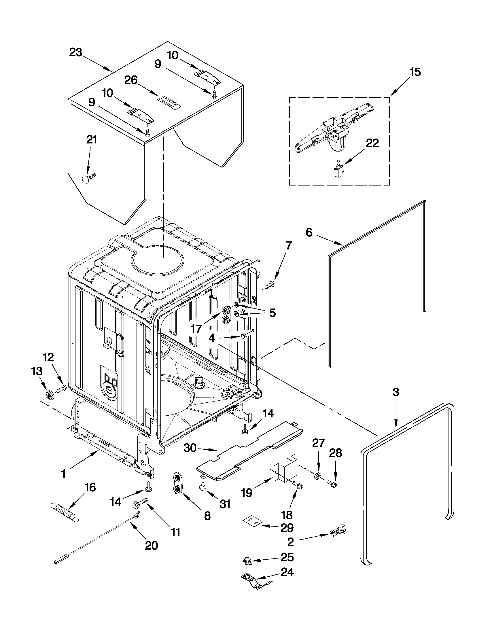 Tub and frame parts