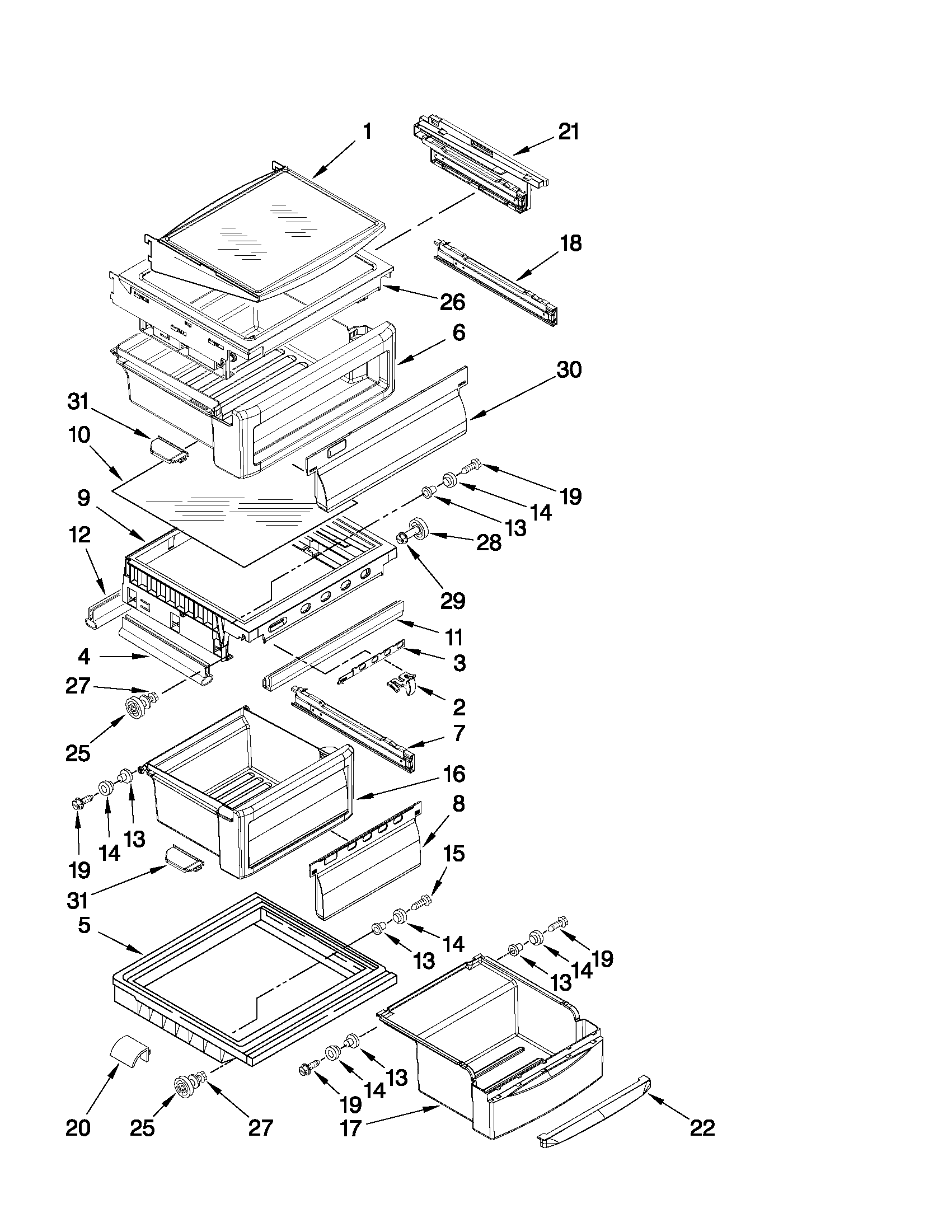 Refrigerator shelf parts