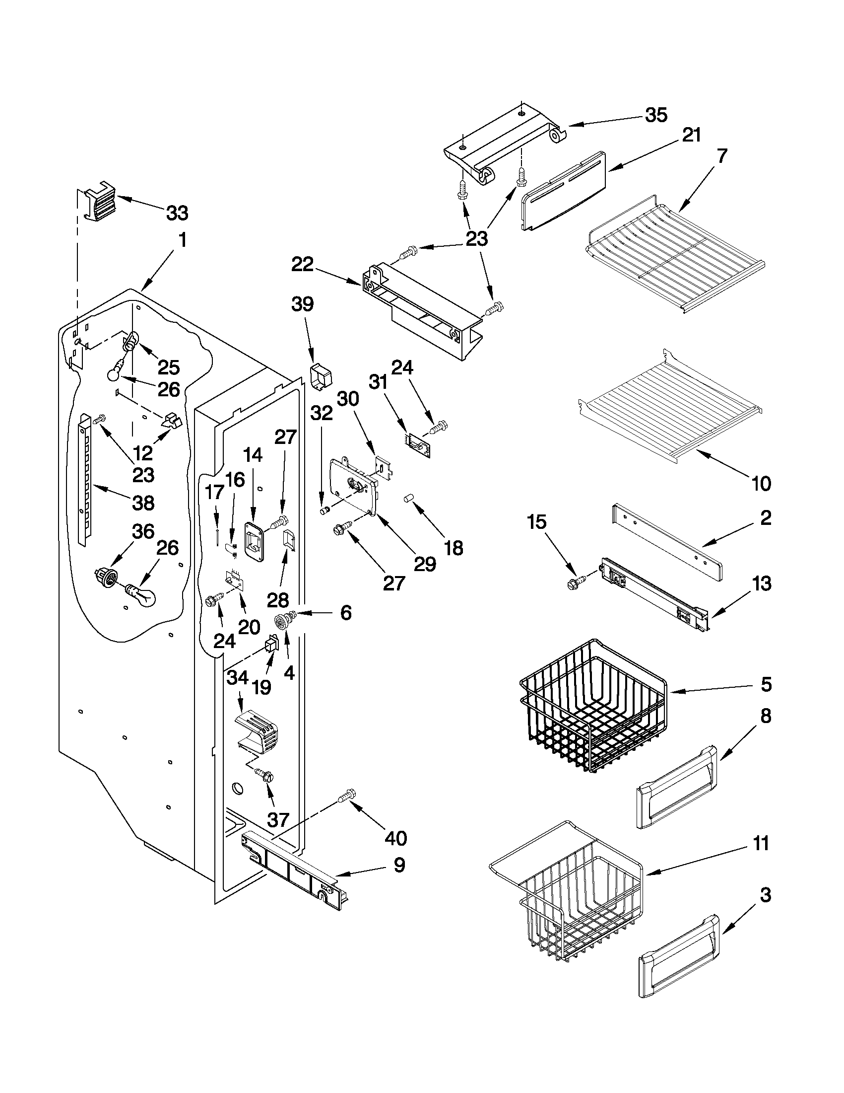 Freezer liner parts
