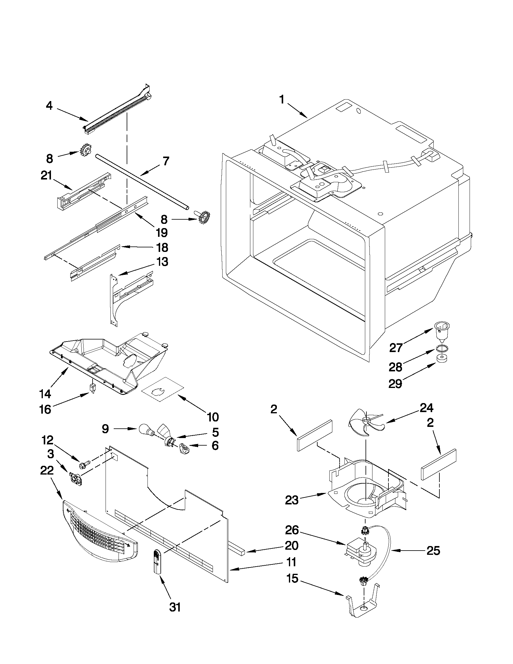 Freezer liner parts