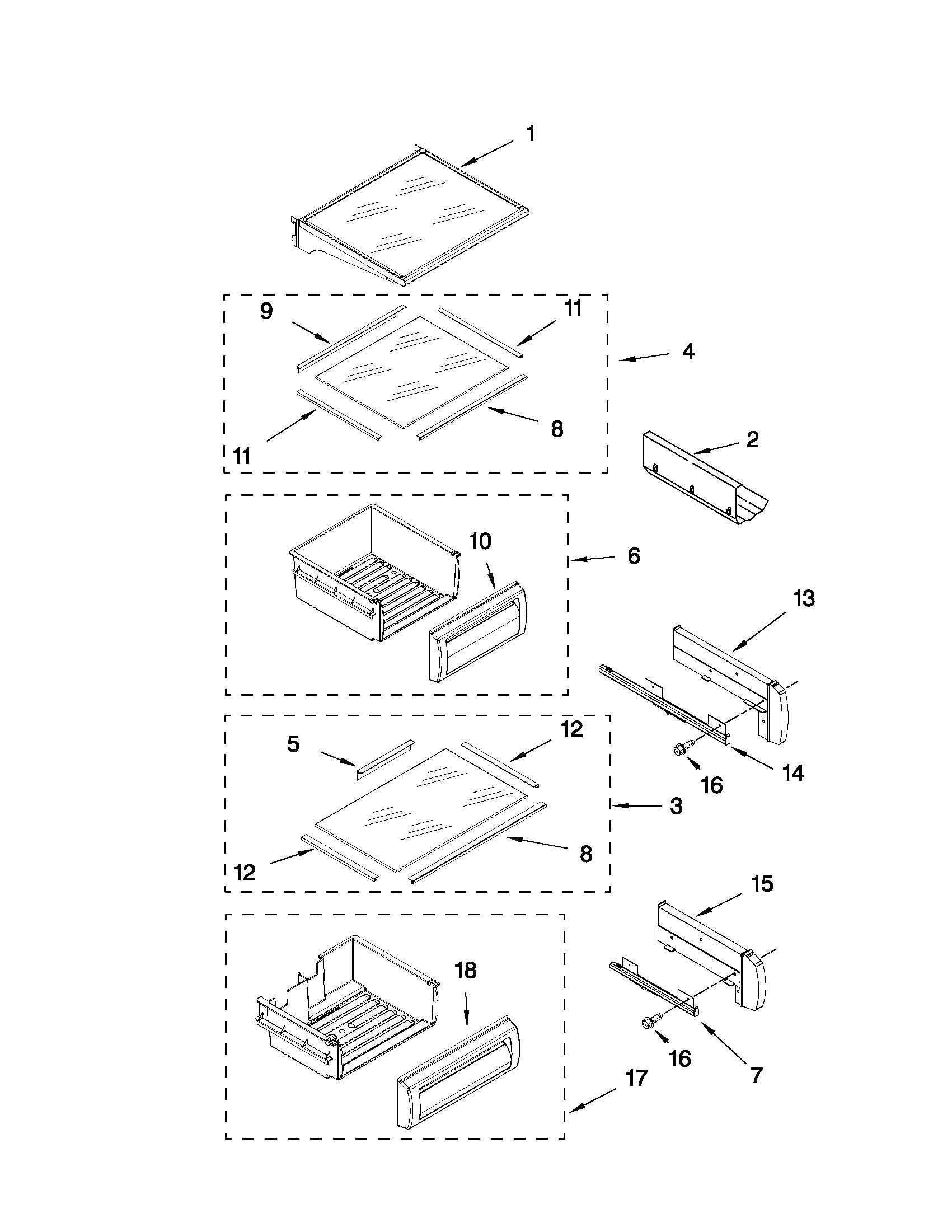 Refrigerator shelf parts