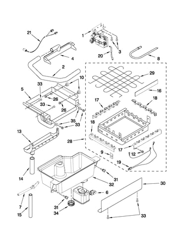 Evaporator, ice cutter grid and water parts