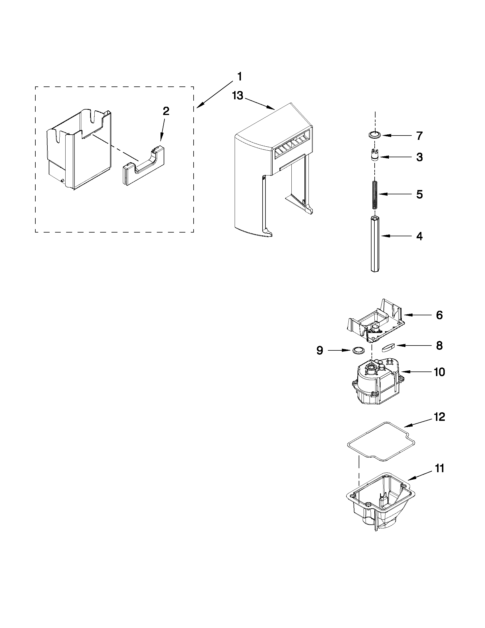 Motor and ice container parts