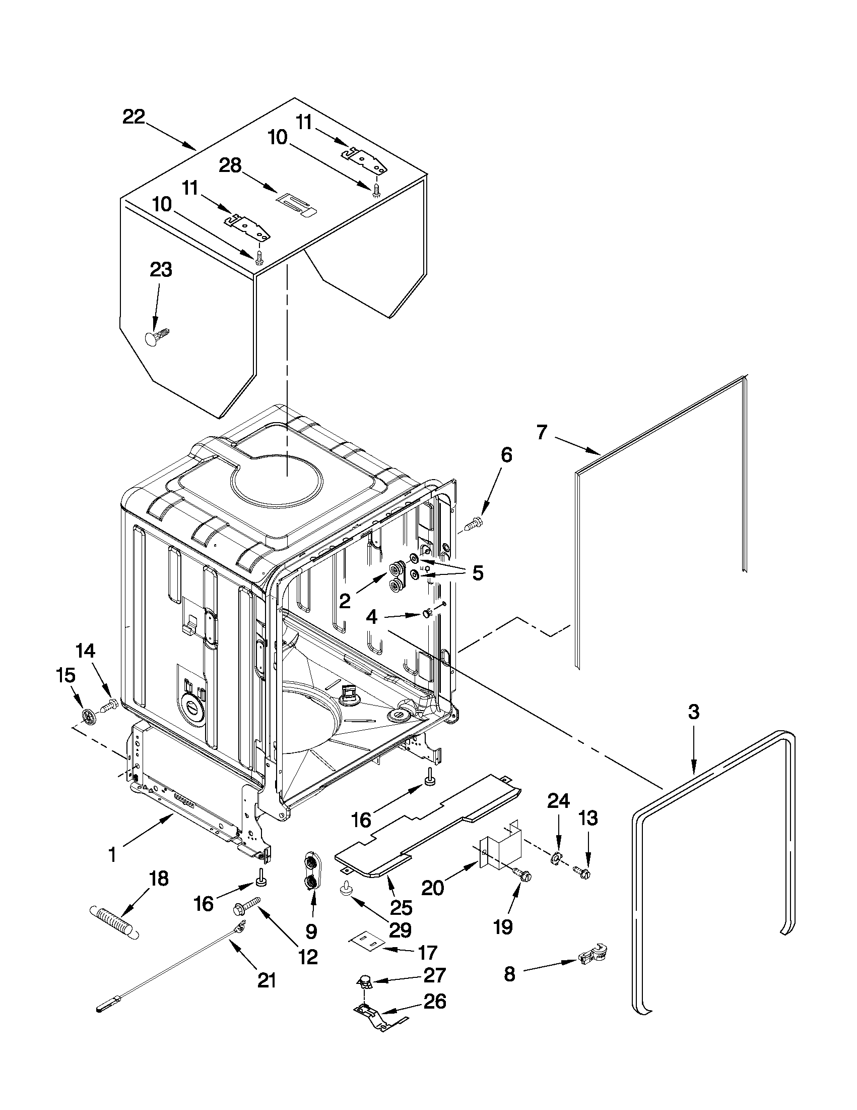Tub and frame parts