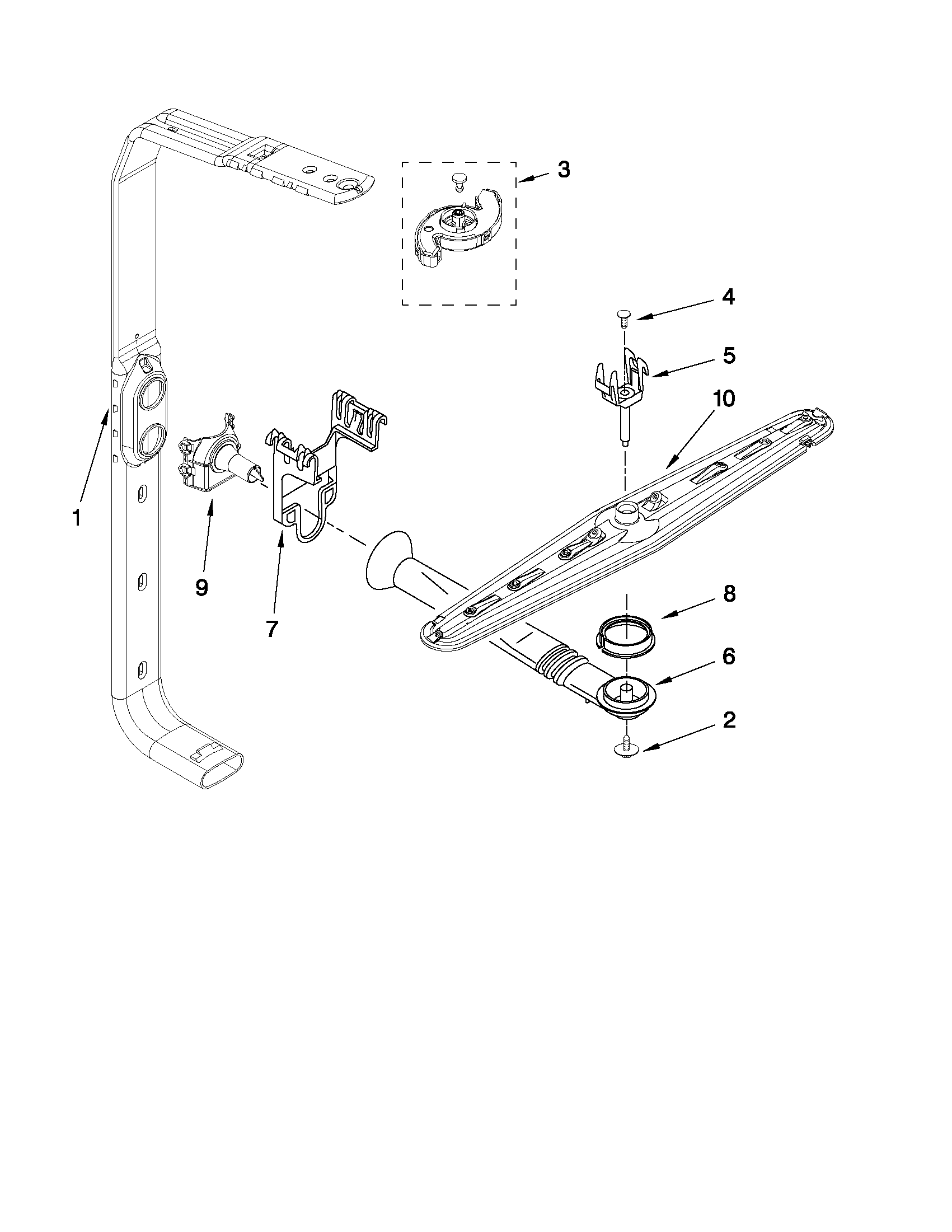 Upper wash and rinse parts