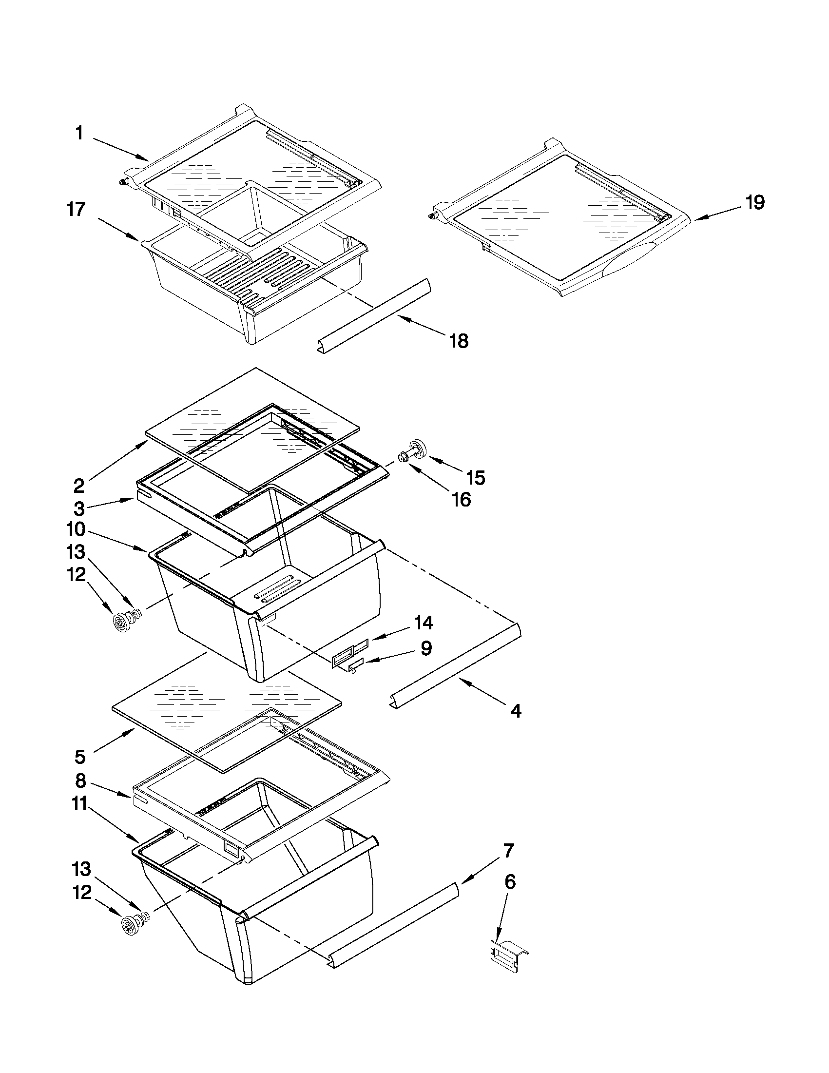 Refrigerator shelf parts