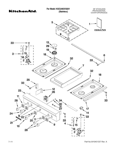 Cooktop, burner and grate parts