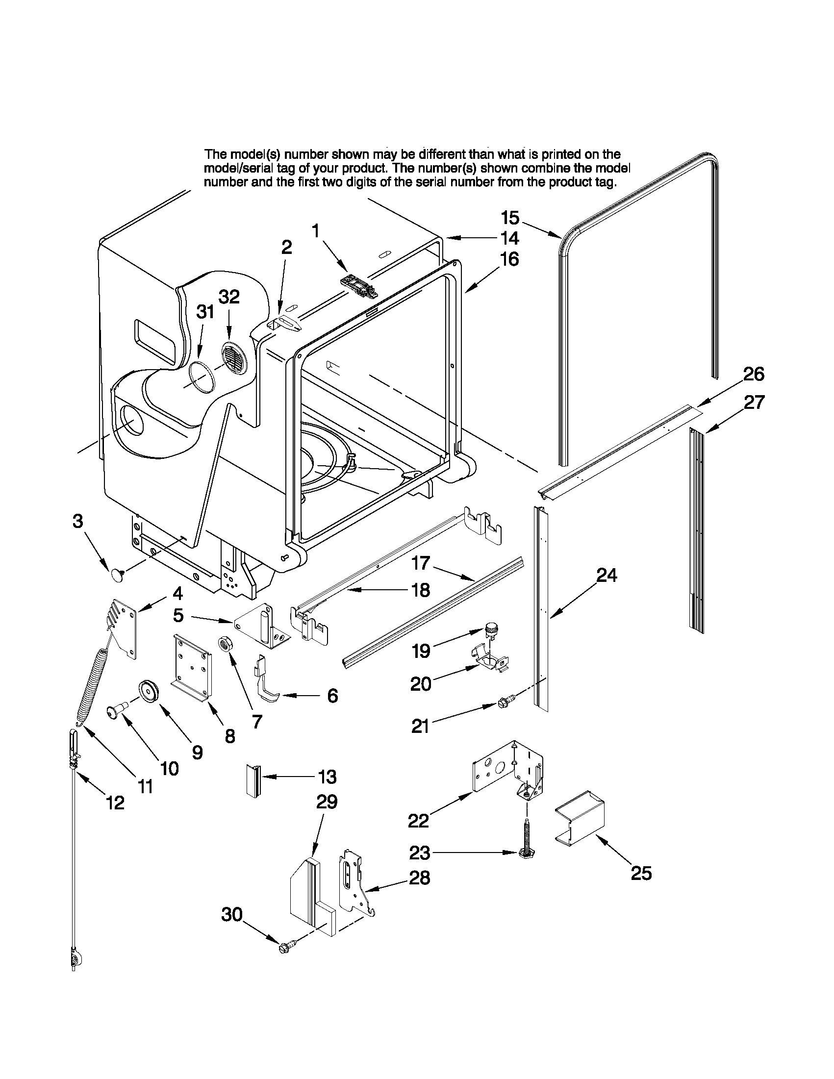 Tub and frame parts