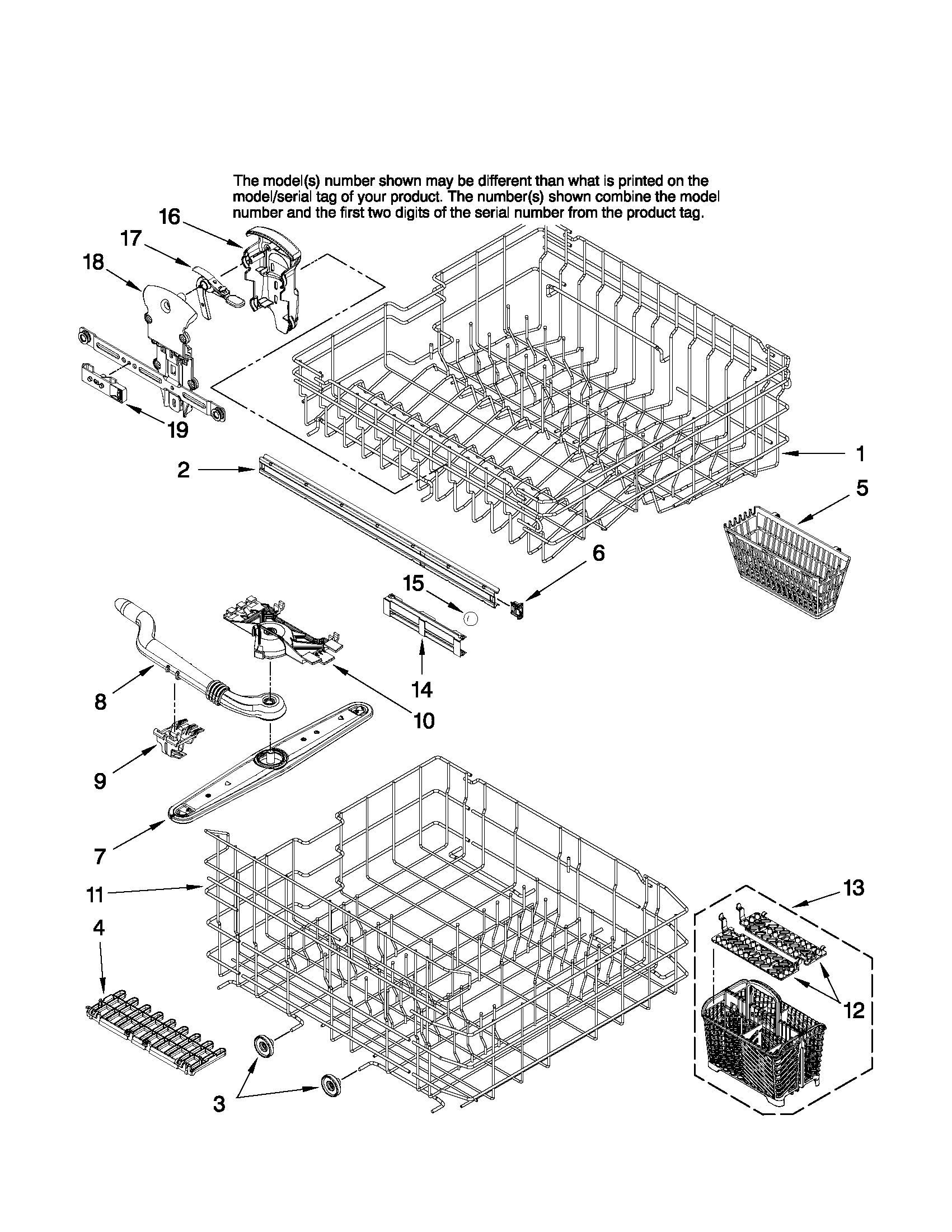 Upper and lower rack parts
