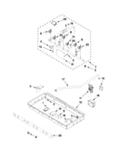 Burner box, gas valves, and switches