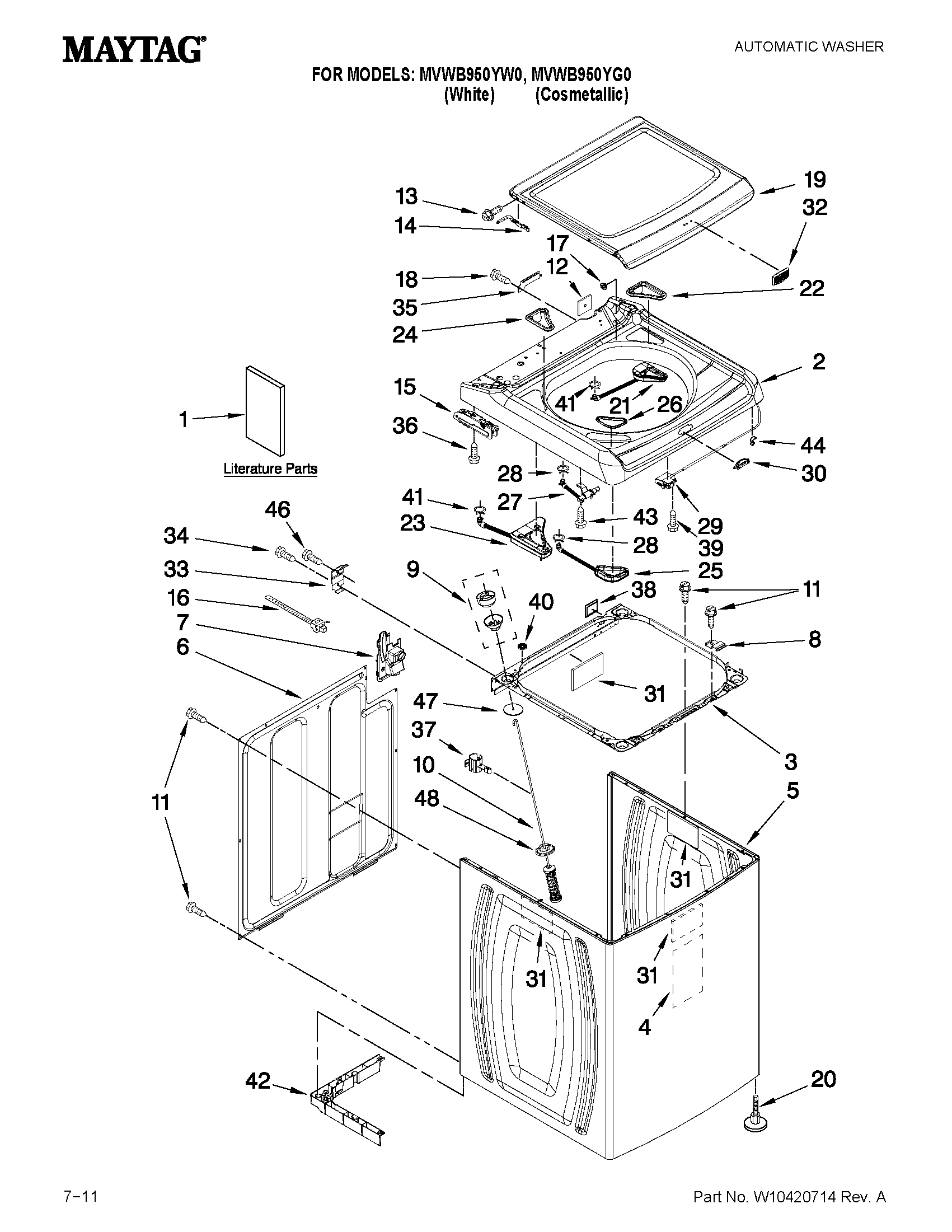 Top and cabinet parts