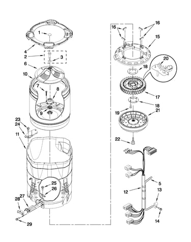 Motor, basket and tub parts