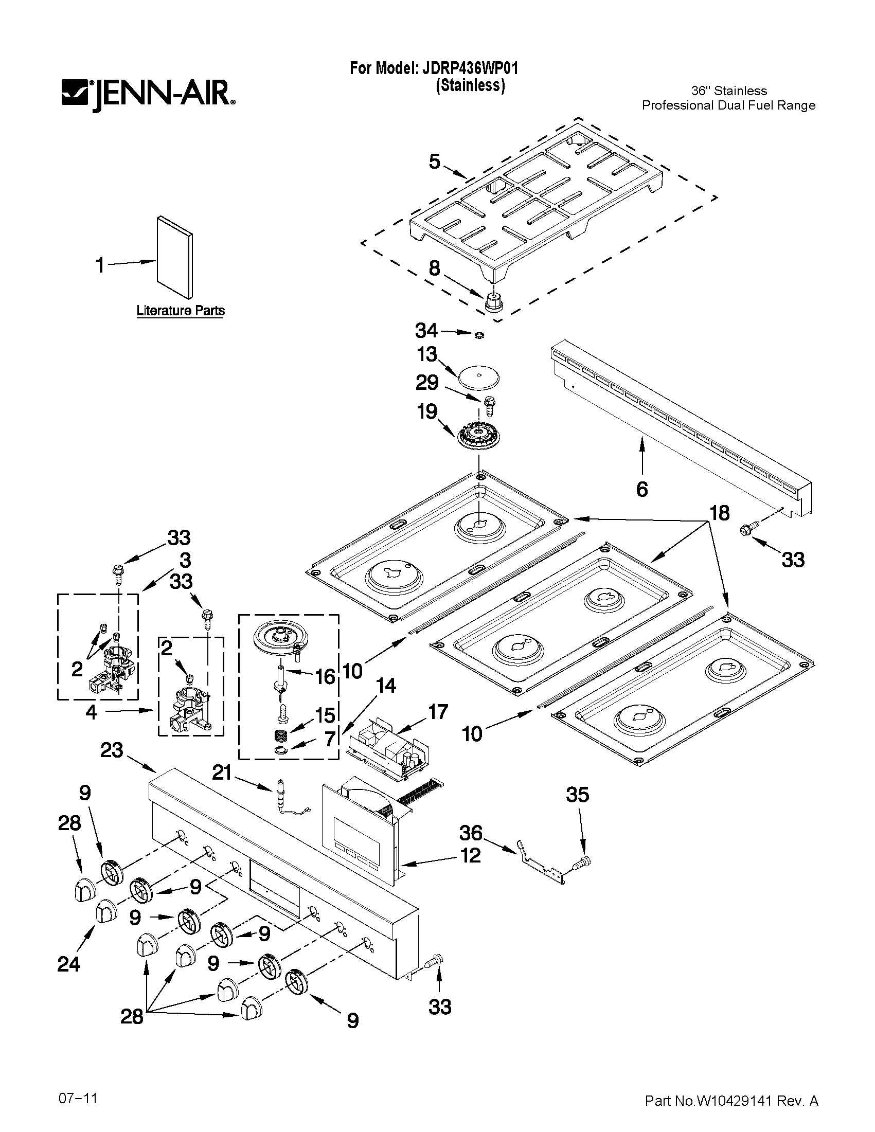 COOKTOP, BURNER AND GRATE PARTS