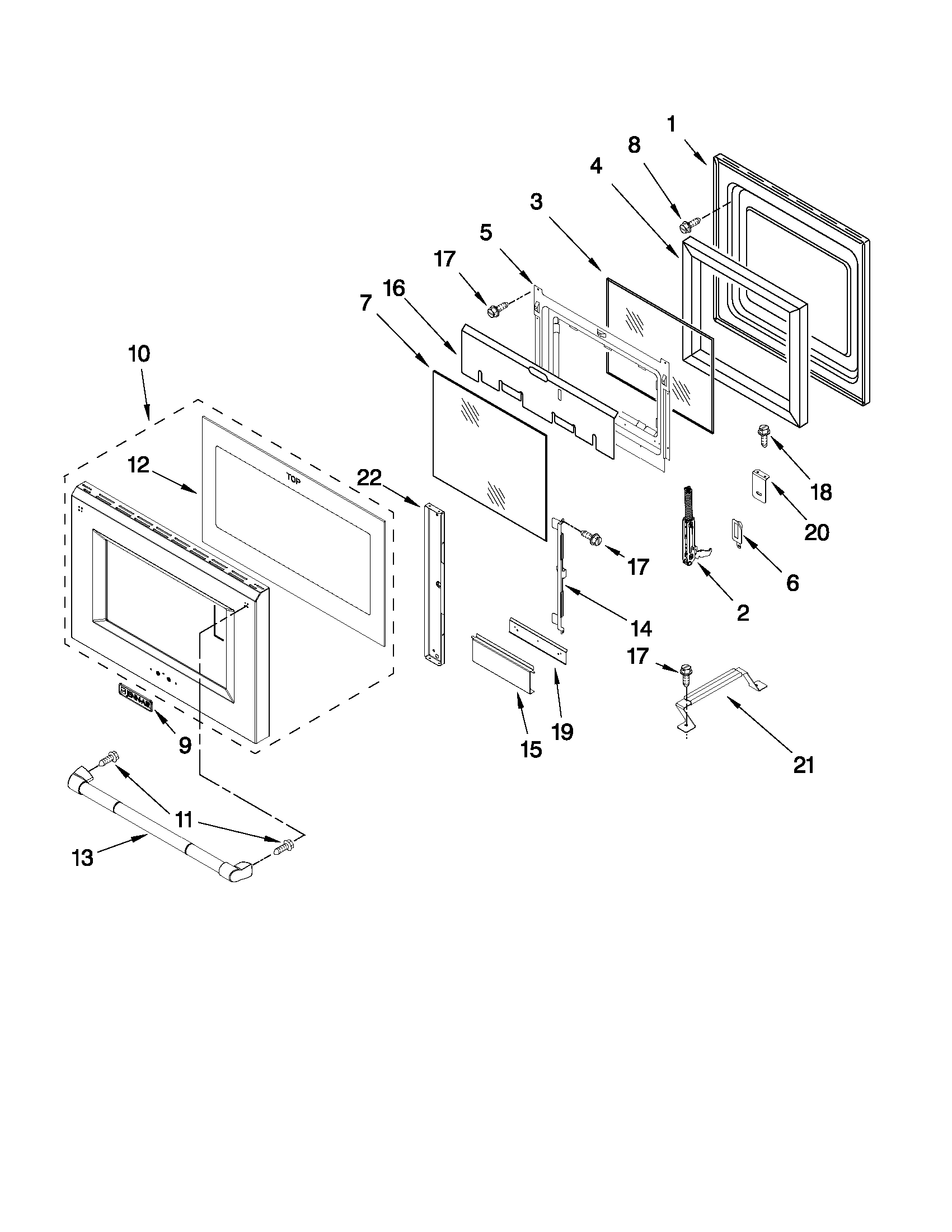Oven door parts