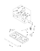 Burner box, gas valves, and switches